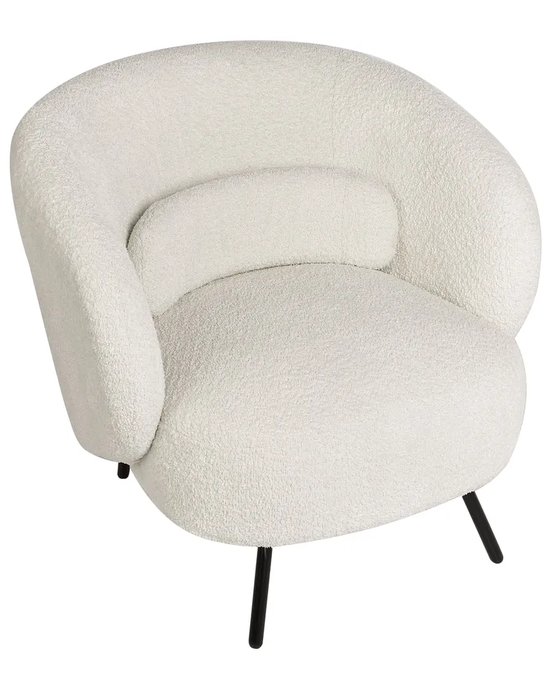 Poltrona MAKELA Bouclé Branco creme em ço Inoxidável
