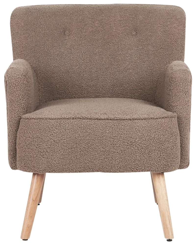 Poltrona TUMBA Bouclé Castanho Material Resistente