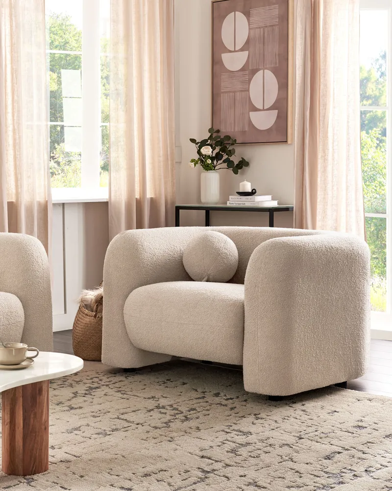 Revestimento Premium Poltrona LEIREN Bouclé Creme