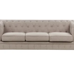 Pé Ajustável 3 Seater Fabric Sofa Taupe CHESTERFIELD