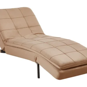 Chaise-longue ajustável em veludo castanho evidente LOIRET