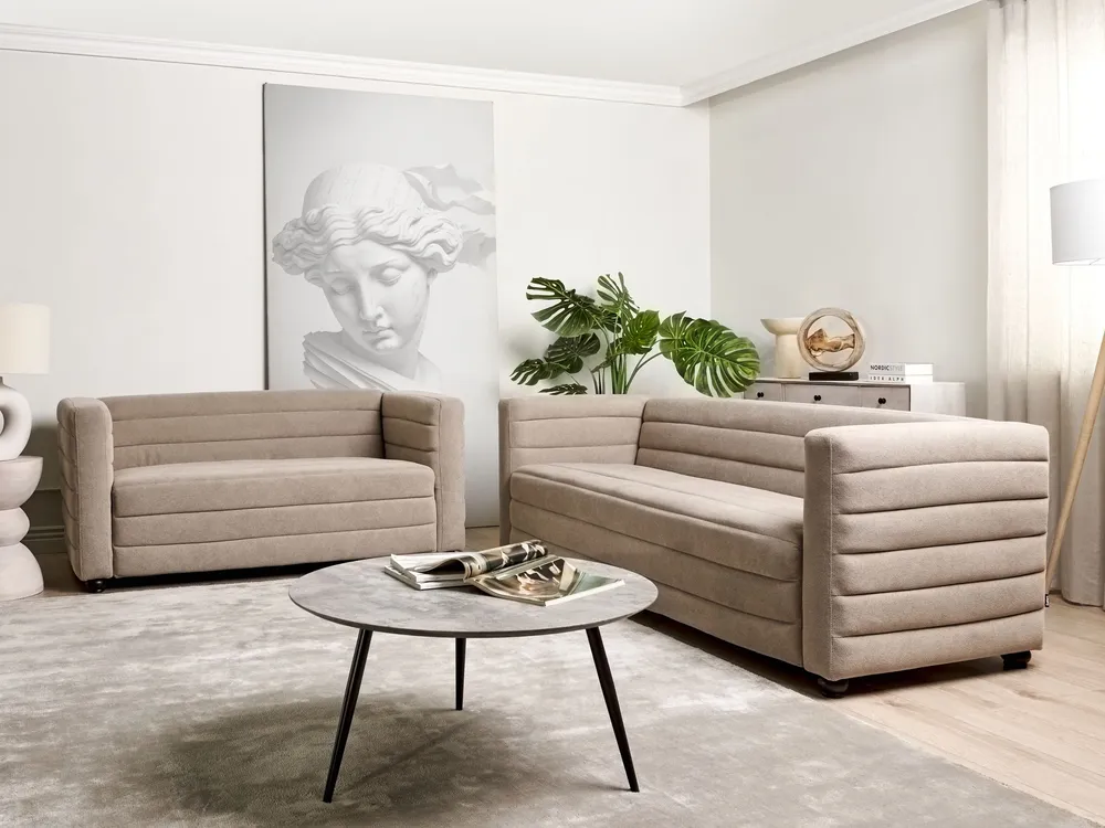 Fabric Living Room Set Taupe HOFN com Garantia do Fabricante