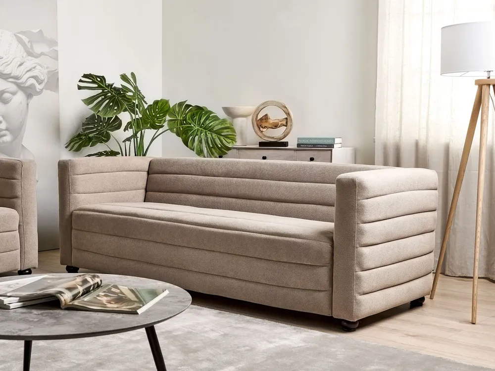 Fecho Magnético 3 Seater Fabric Sofa Taupe HOFN