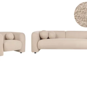 Hinge de Porta 4 Seater Boucle Living Room Set Cor creme LEIREN