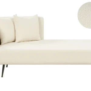Left Hand Boucle Chaise Lounge Branco RIOM Compatível com IKEA MALM