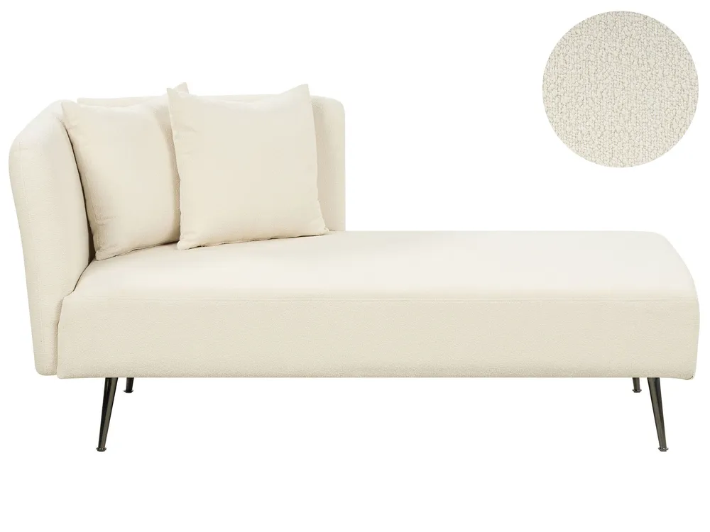 Left Hand Boucle Chaise Lounge Branco RIOM Compatível com IKEA MALM