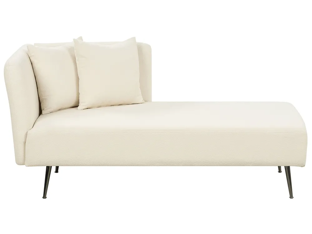 Left Hand Boucle Chaise Lounge Branco RIOM Compatível com IKEA MALM