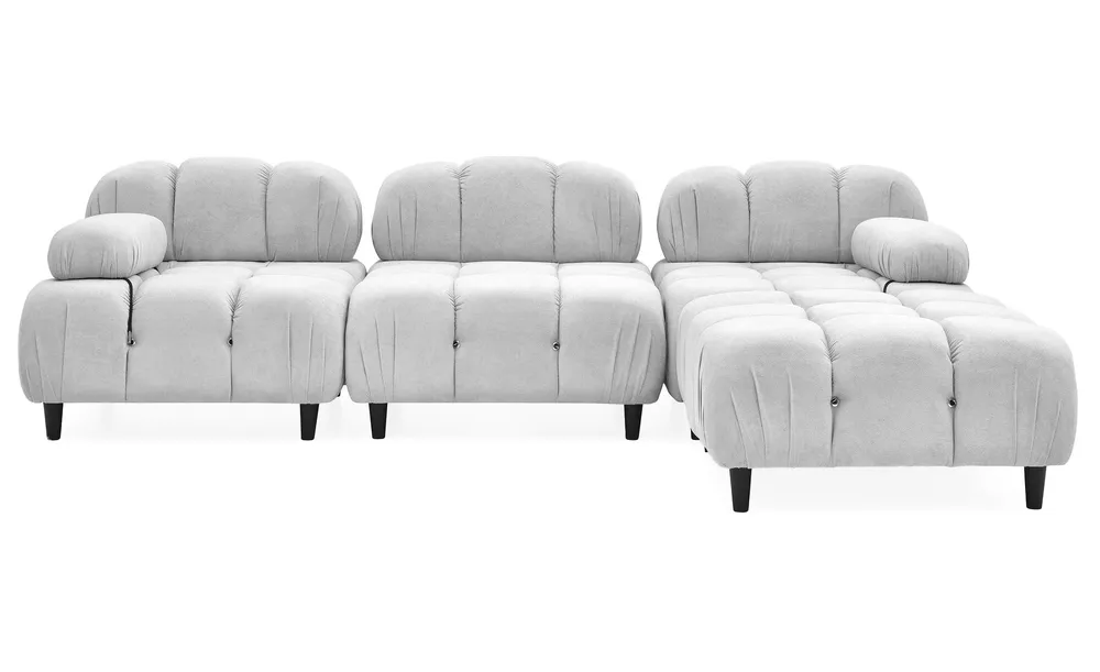 Parafuso de Fixação Sofá modular e transformável design Hollywood Tecido macio Cinza evidente