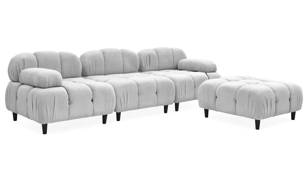 Parafuso de Fixação Sofá modular e transformável design Hollywood Tecido macio Cinza evidente