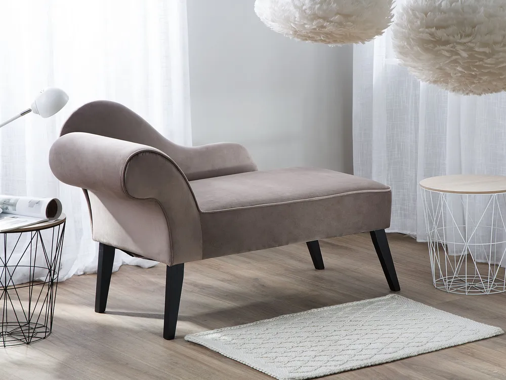 Rodízio para Móvel Chaise-longue à esquerda em veludo taupe BIARRITZ
