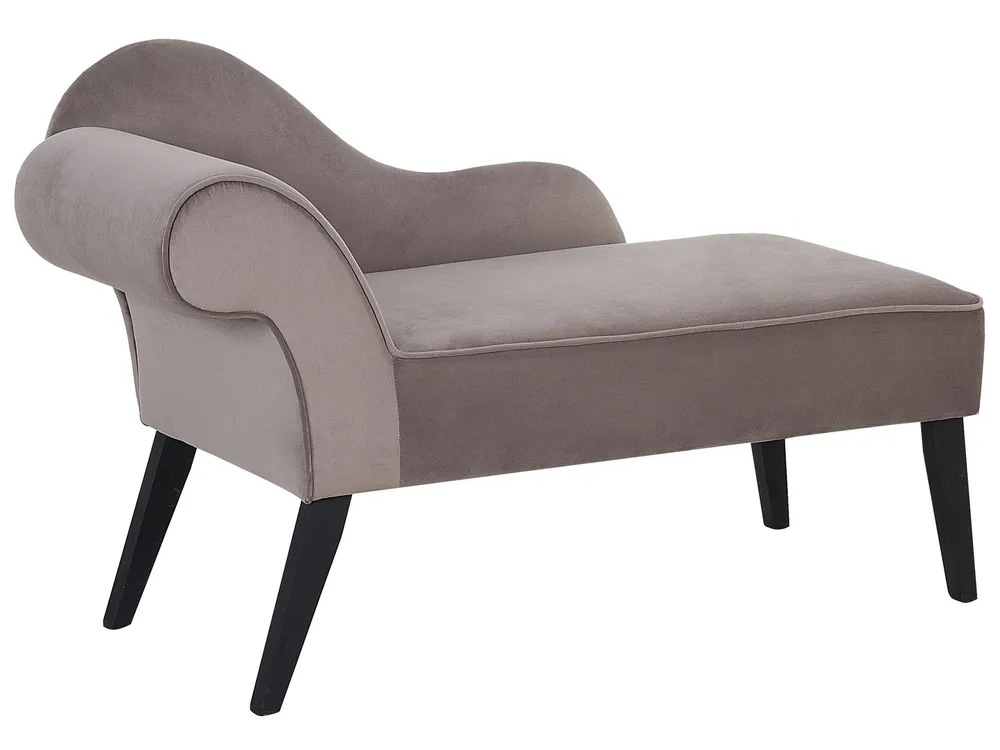 Rodízio para Móvel Chaise-longue à esquerda em veludo taupe BIARRITZ