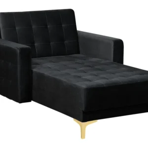 Rodízio para Móvel Chaise-longue reclinável em veludo preto ABERDEEN