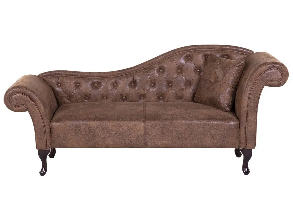 Chaise-longue em camurç castanha clara com apoio à direita LATTES