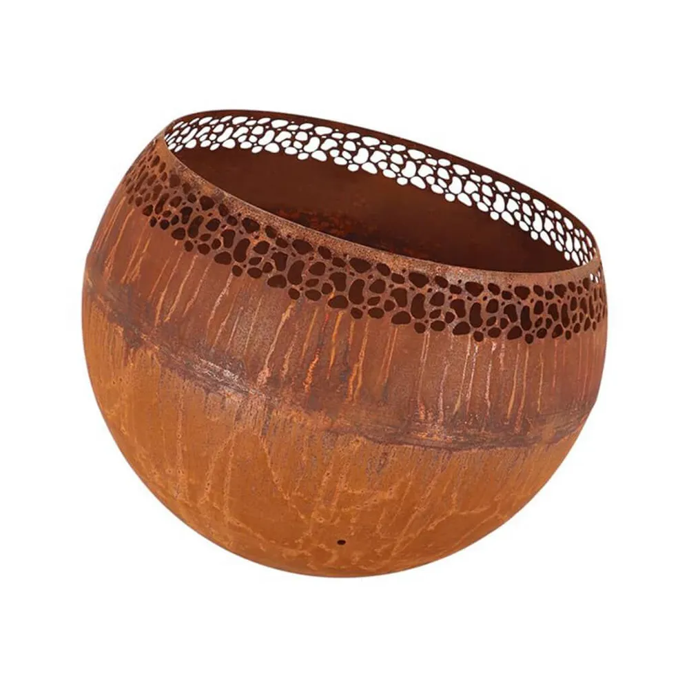 Esschert Design Taç de combustão esférica com manchas cor ferrugem