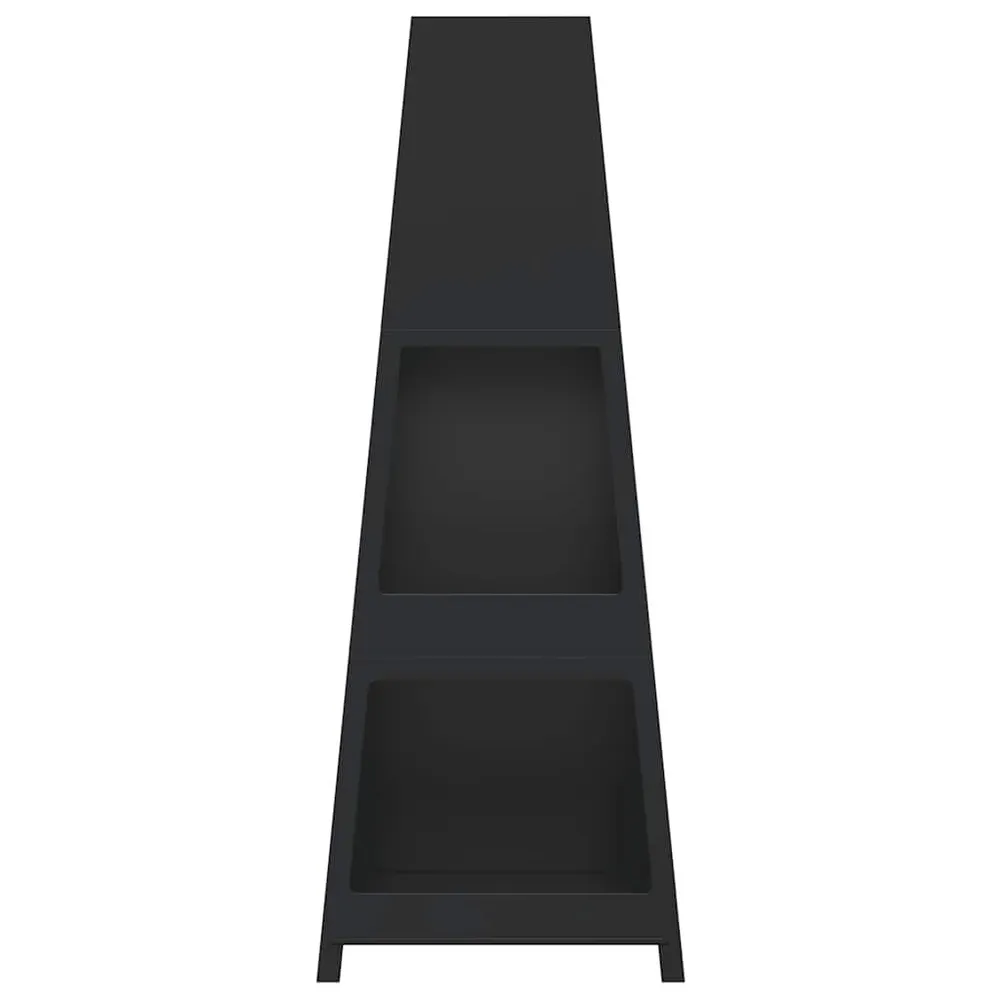 Lareira exterior com arrumação para lenha design torre ço preto