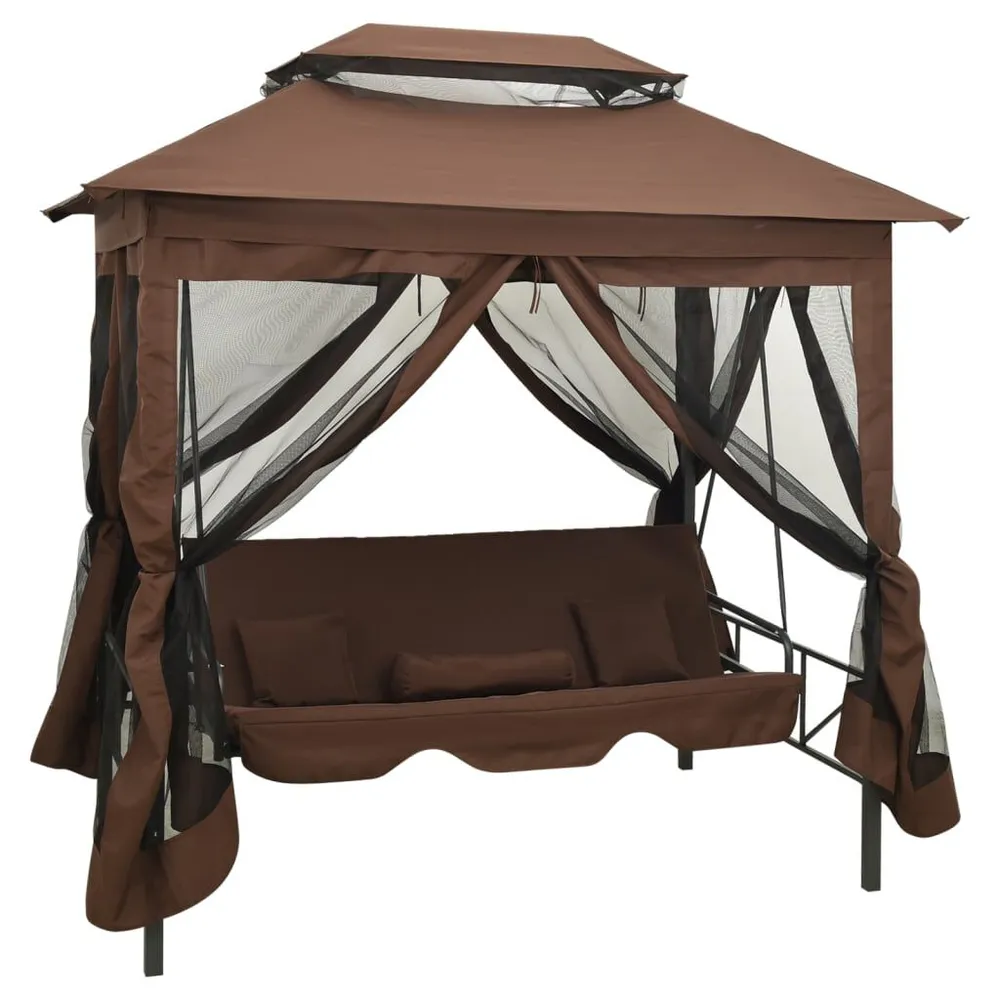 Gazebo com baloiço conversível cor café