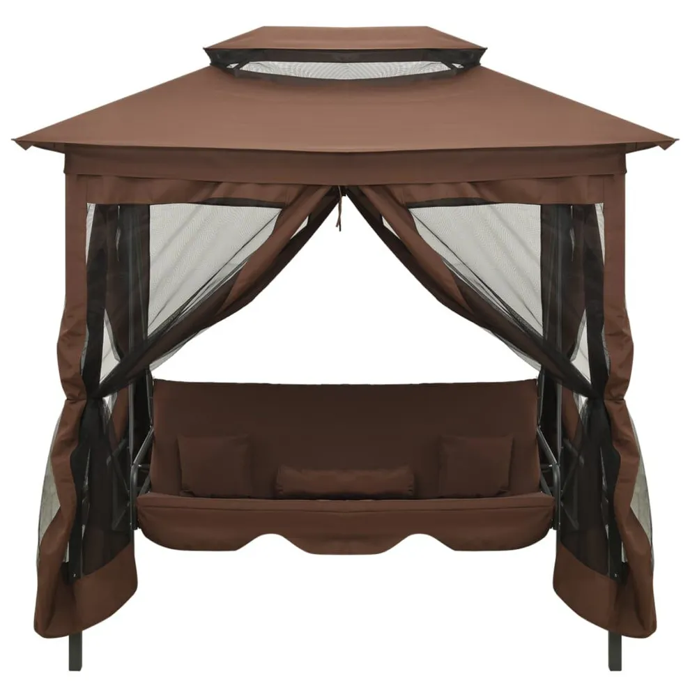 Gazebo com baloiço conversível cor café
