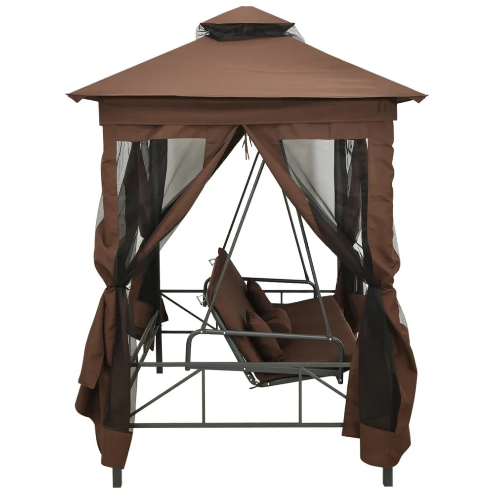 Gazebo com baloiço conversível cor café