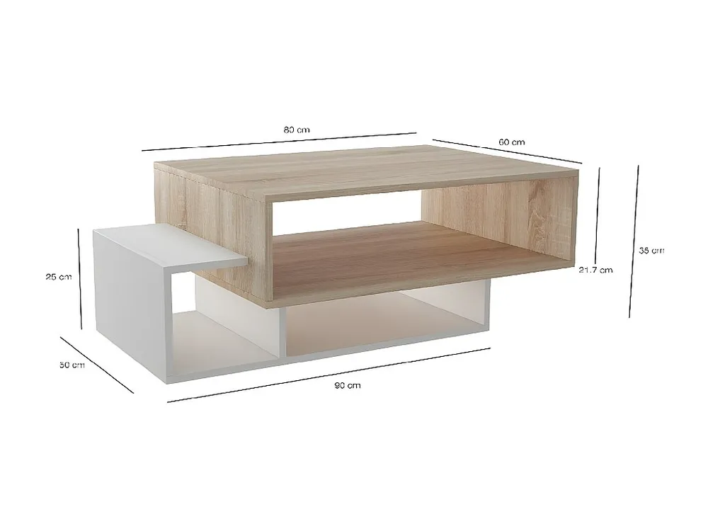 Mesa de Café Elisa, Branco, Sonoma, 100x60x35 cm, EPIKASA