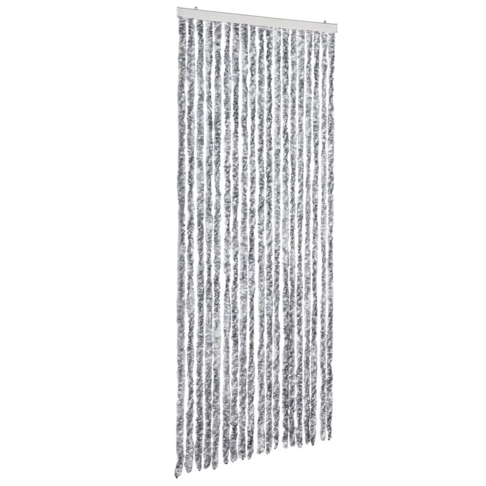 Cortina anti-insetos 56x200 cm chenille branco e cinzento