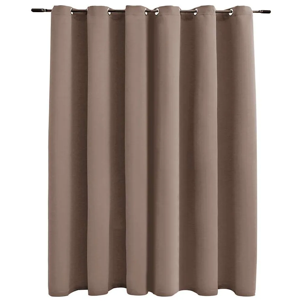 Cortina blackout com argolas metálico 290x245 cm cinza-acastanhado