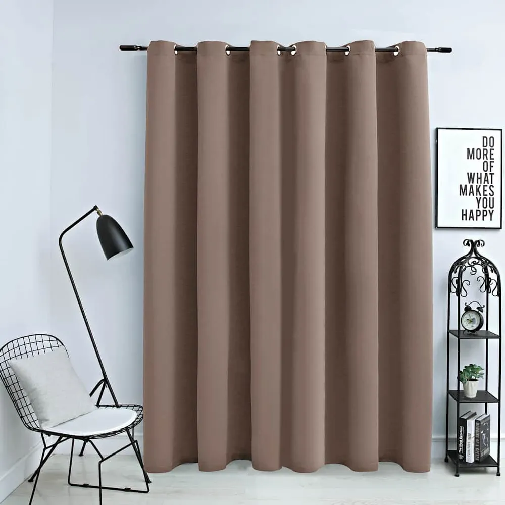 Cortina blackout com argolas metálico 290x245 cm cinza-acastanhado