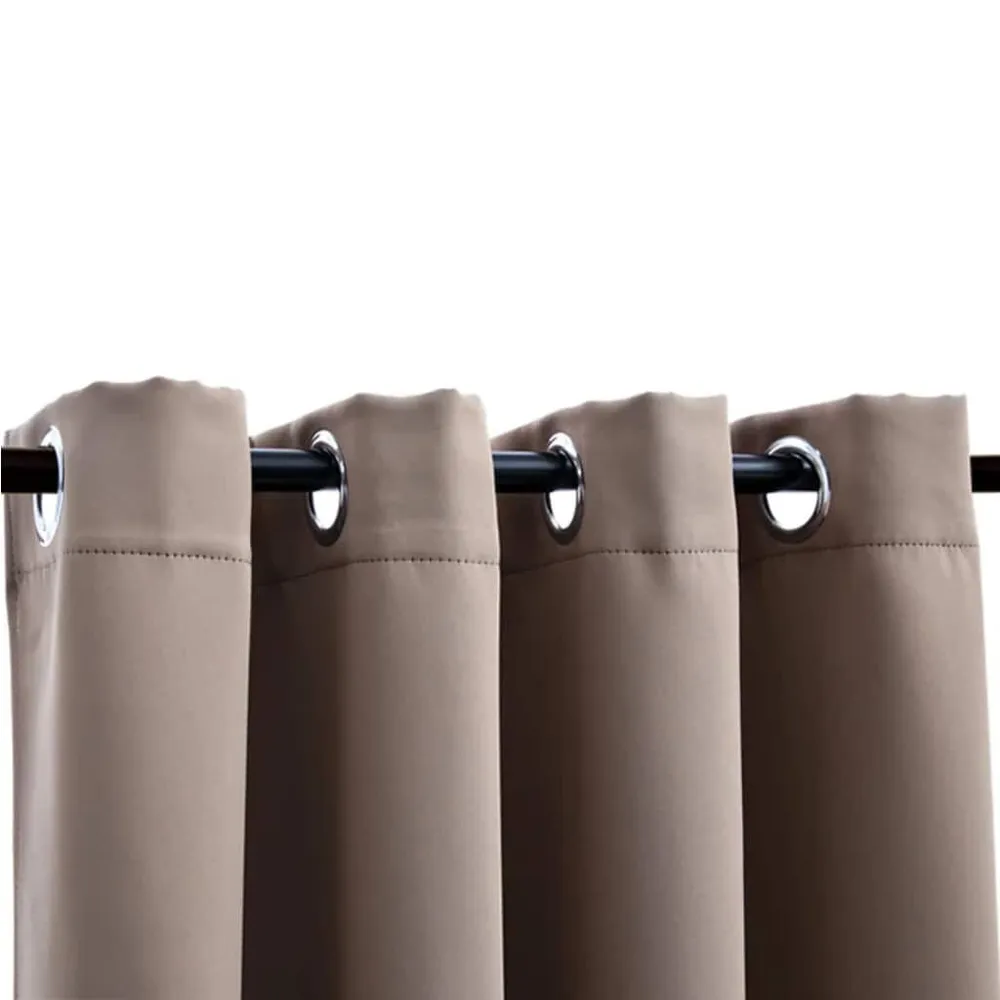 Cortina blackout com argolas metálico 290x245 cm cinza-acastanhado