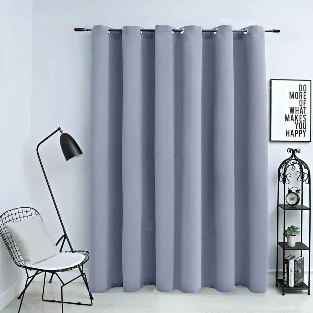 Cortina blackout com argolas em metálico 290x245cm cinzento