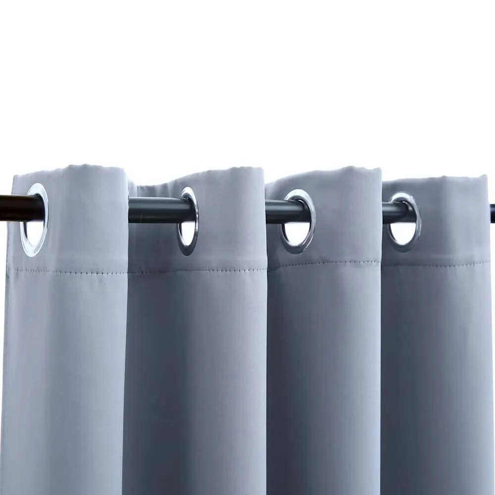 Cortina blackout com argolas em metálico 290x245cm cinzento