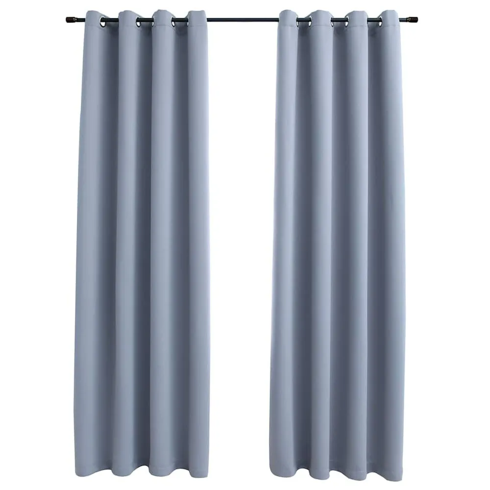 Cortinas blackout com argolas em metálico 2 pcs 140x225 cm cinzento