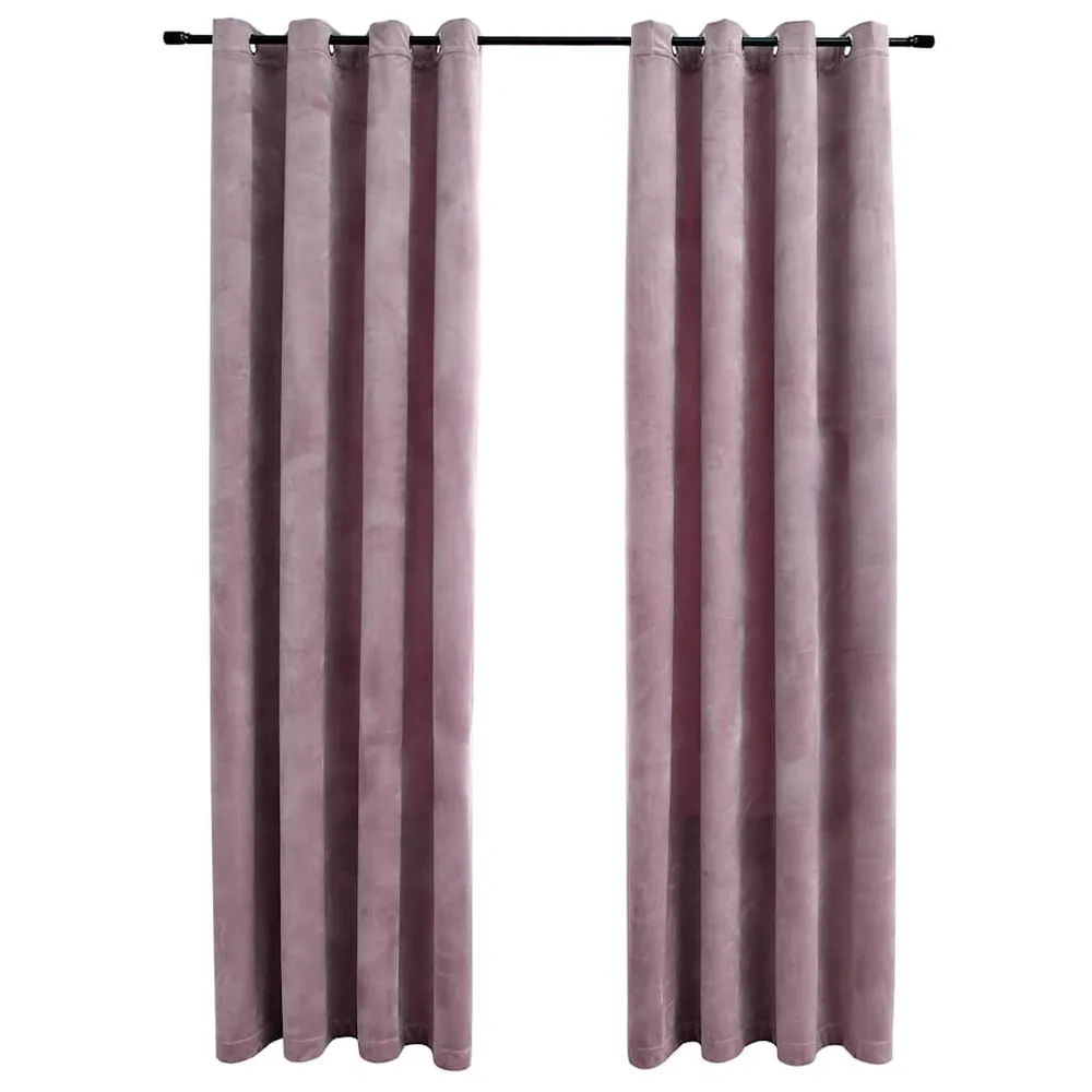 Cortinas blackout com argolas 2 pcs 140x175 cm veludo rosa antigo