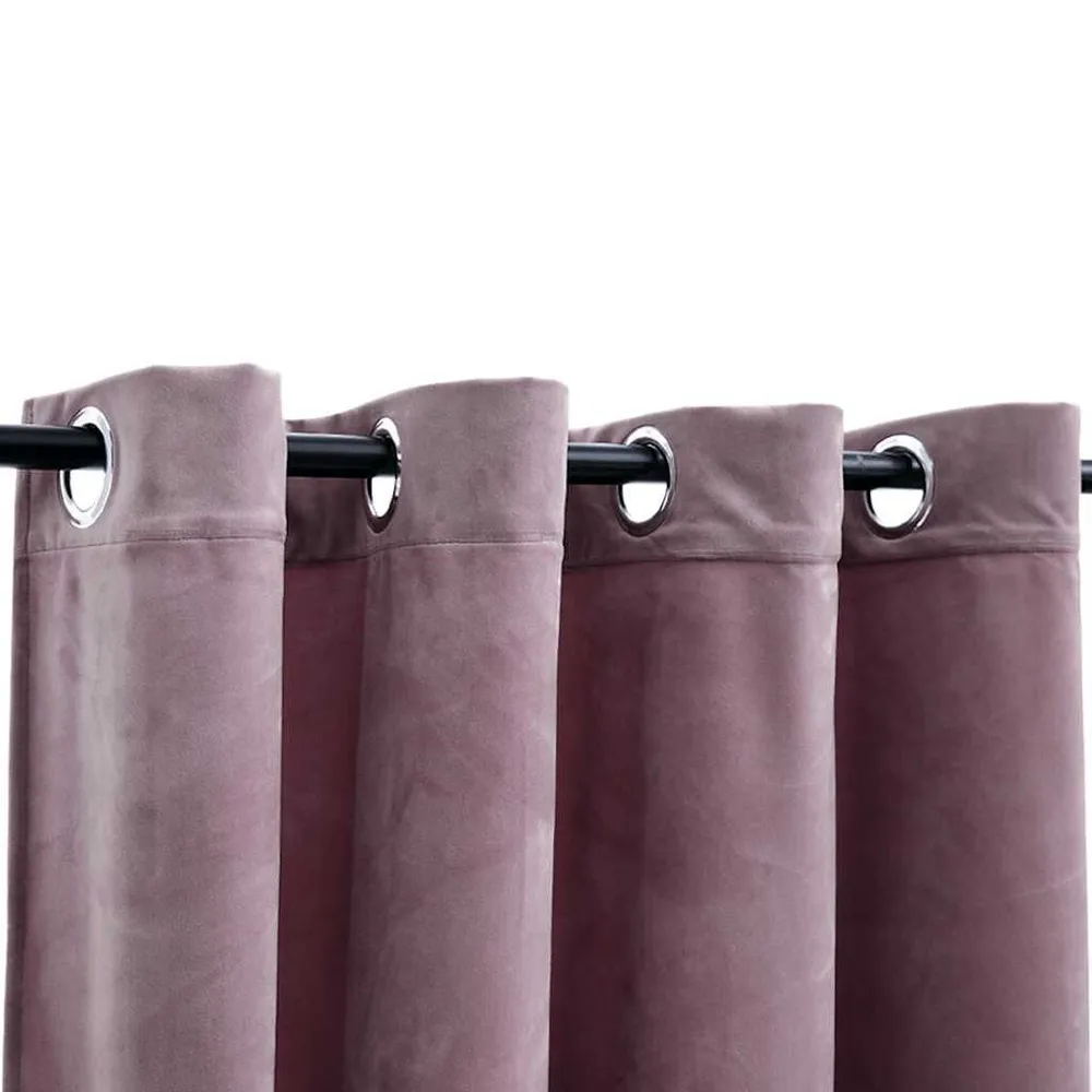 Cortinas blackout com argolas 2 pcs 140x175 cm veludo rosa antigo