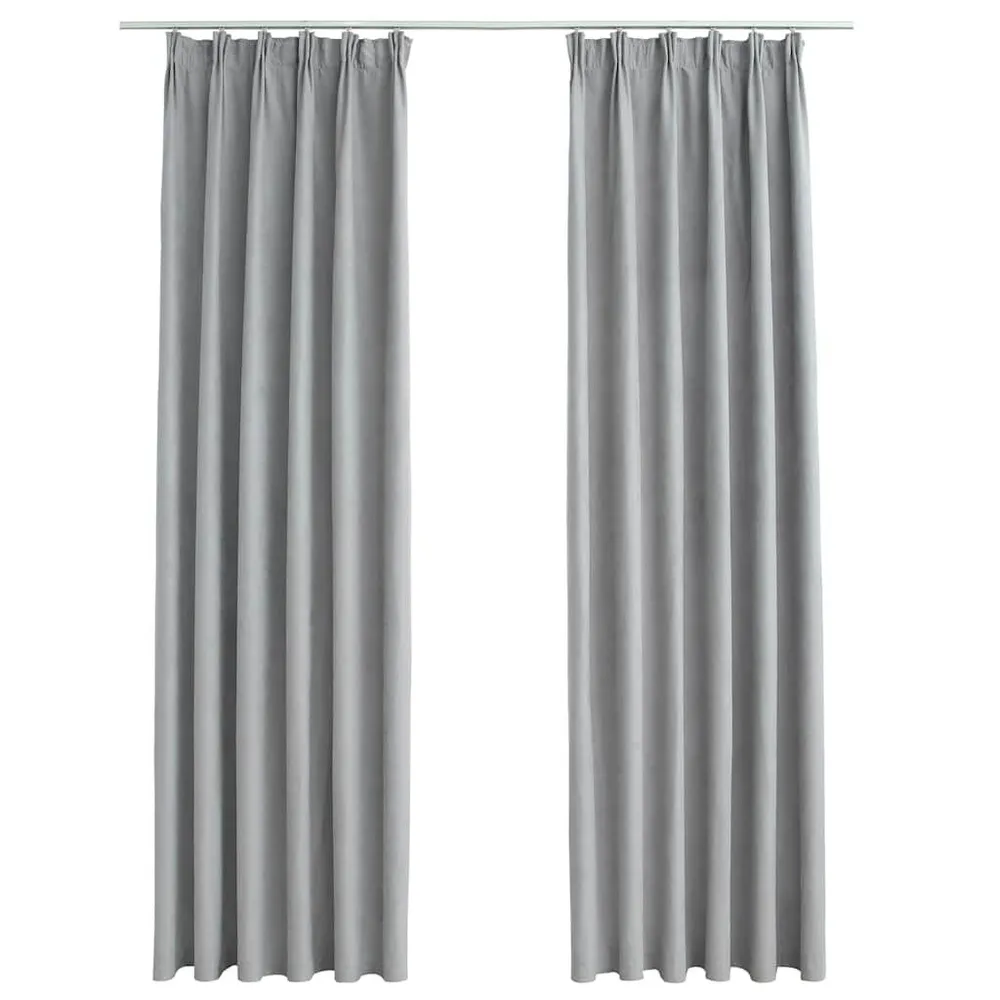 Cortinas blackout com ganchos 2 pcs 140x175 cm cinzento