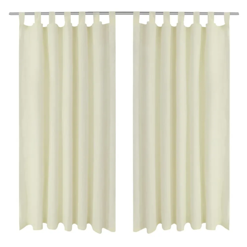 Cortinas de cetim com presilhas, 2 pcs, 140 x 175 cm, creme
