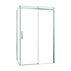 Porta de correr frontal e Painel lateral Perfil cromado Vidro temperado 6mm (1075-1095)x(683-703)x1950mm-AICA