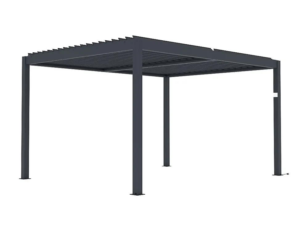 Pérgola bioclimática autoportante em alumínio 12 m² antracite com cortina AMADORA