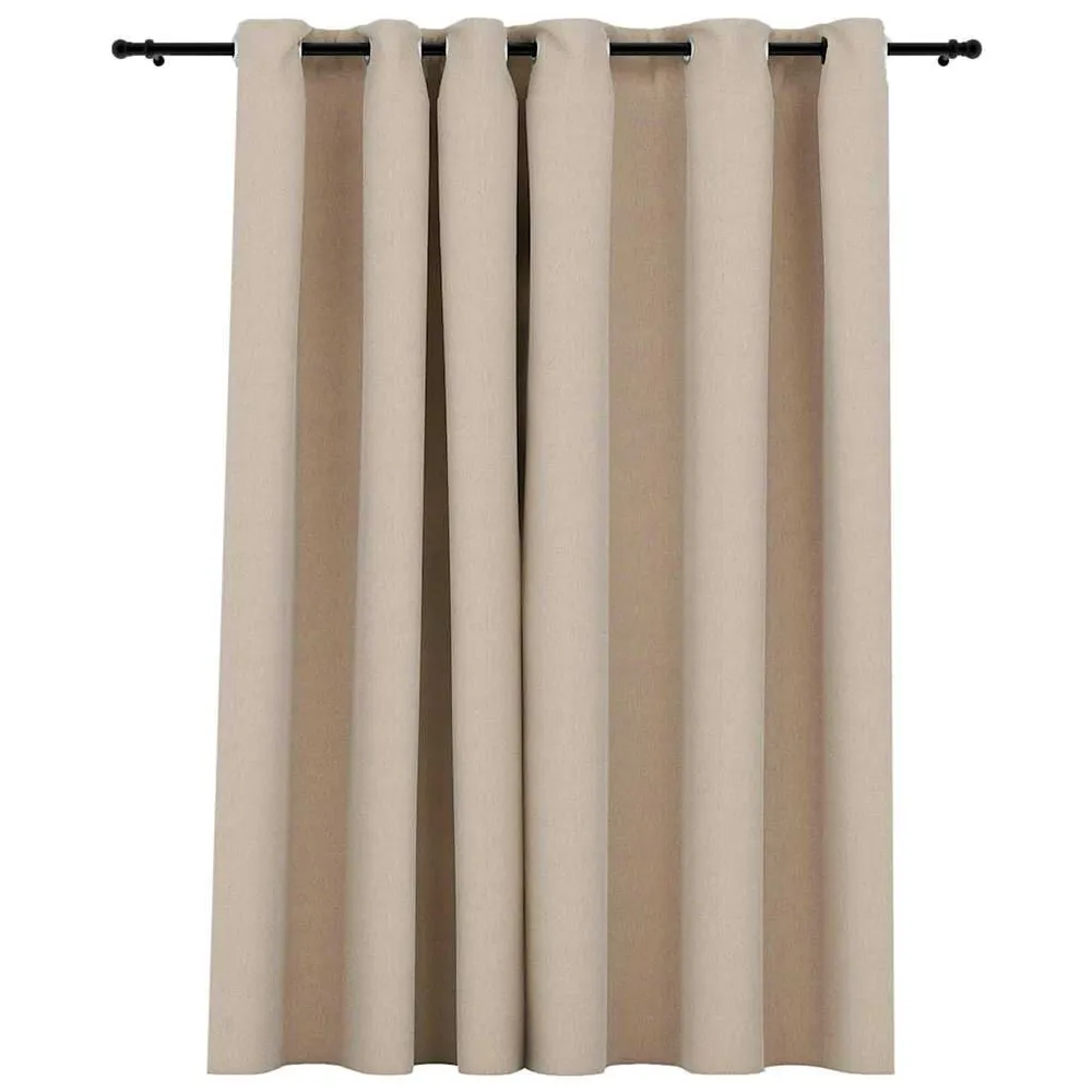 Cortina opaca aspeto de linho com ilhós 290x245 cm bege vidaXL