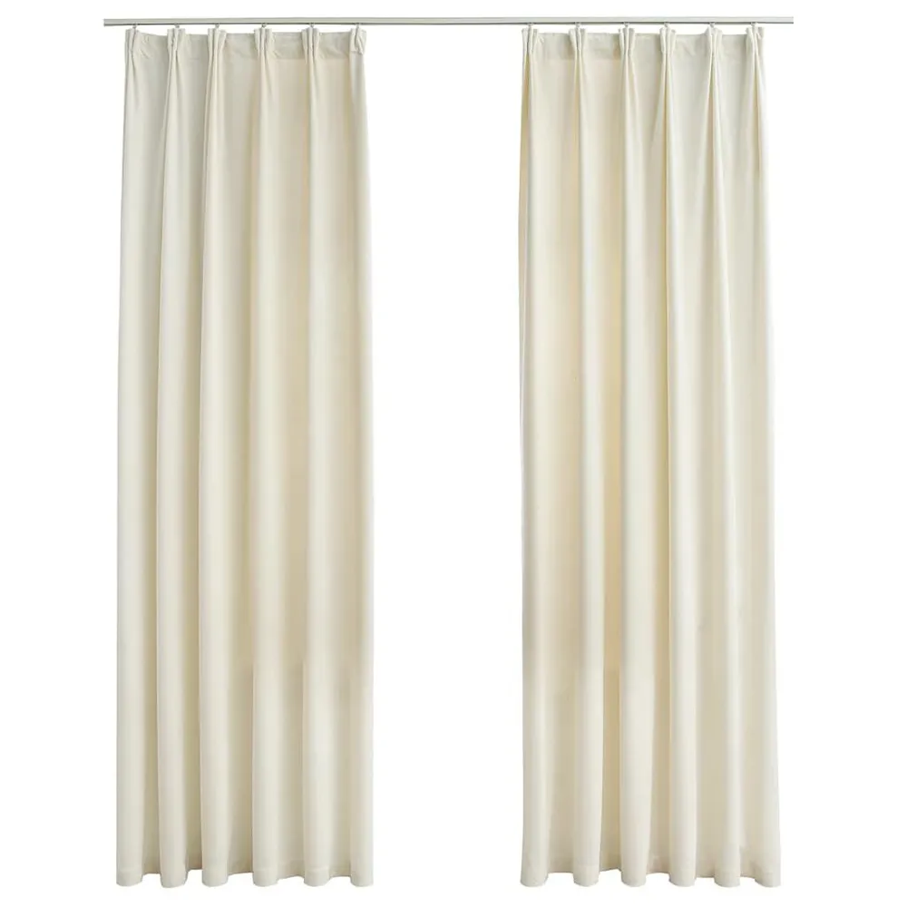 Cortinas blackout com ganchos 2 pcs 140x225 cm veludo cor creme vidaXL