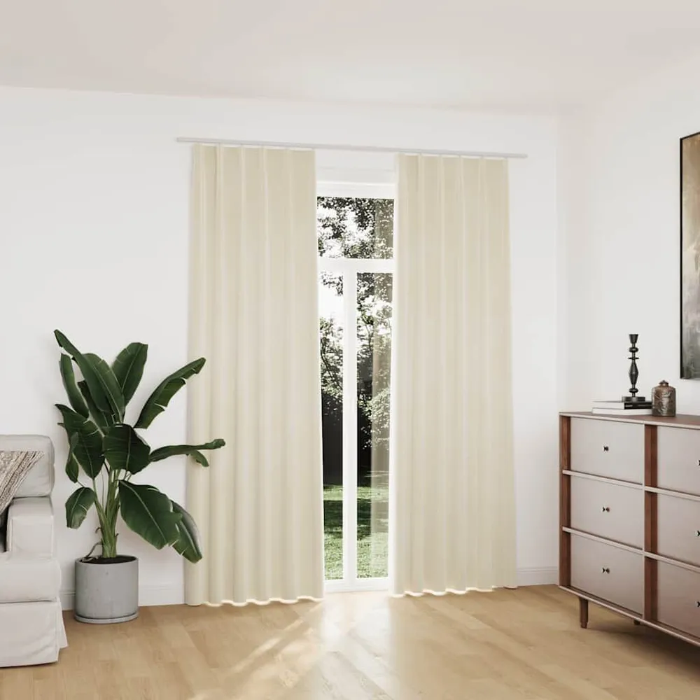Cortinas blackout com ganchos 2 pcs 140x225 cm veludo cor creme vidaXL