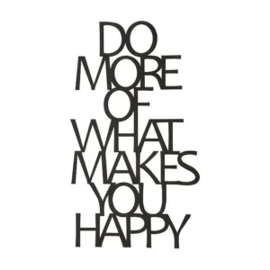 Decoração Metálica Makes you Happy 1, Preto, 41x1,5x70 cm, EPIKASA