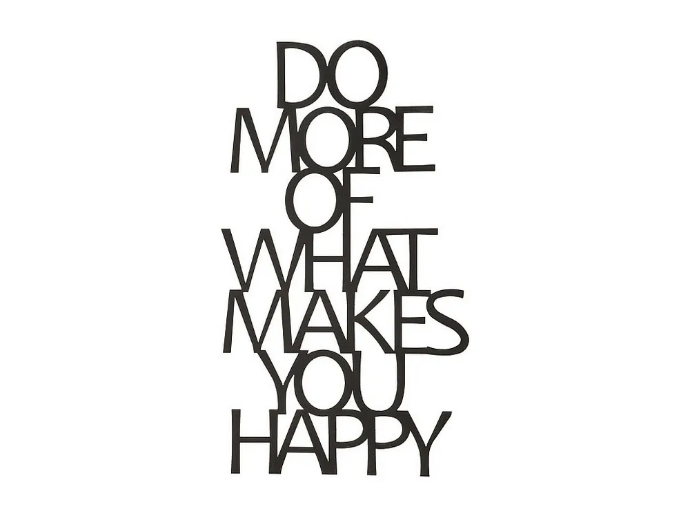 Decoração Metálica Makes you Happy 1, Preto, 41x1,5x70 cm, EPIKASA