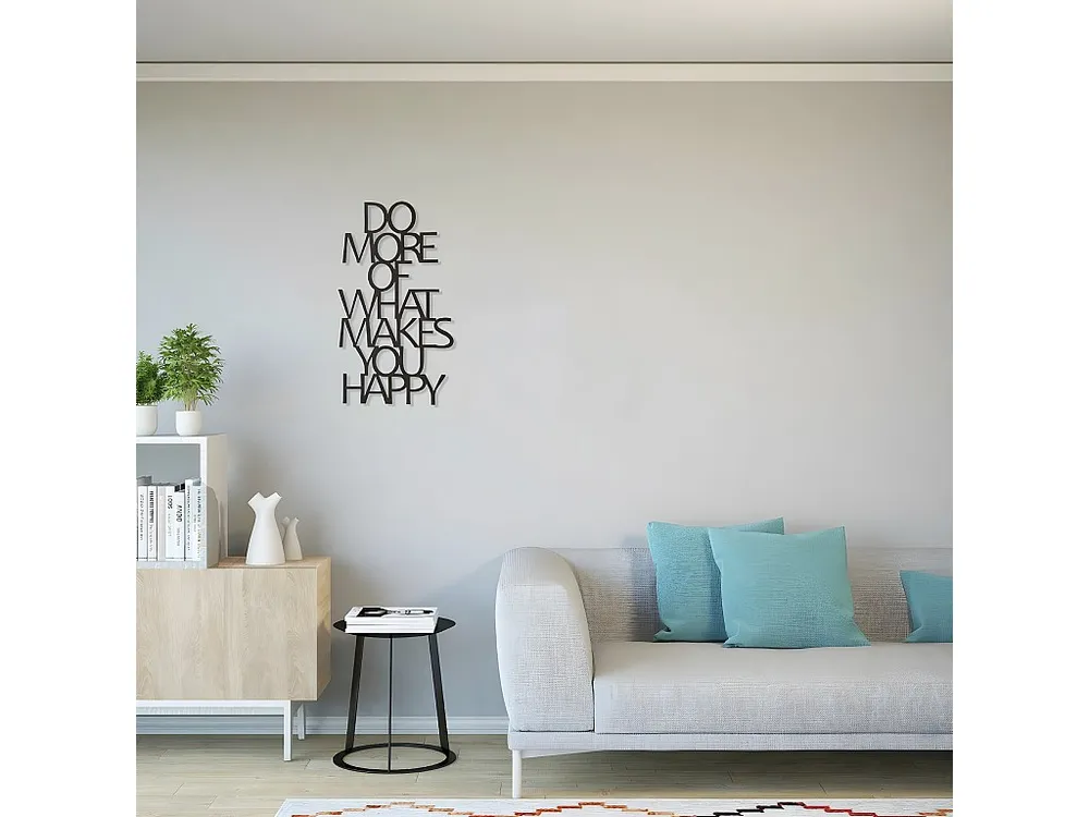 Decoração Metálica Makes you Happy 1, Preto, 41x1,5x70 cm, EPIKASA