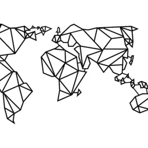 Decoração Metálica Mapa do Mundo 21, Preto, 140x1,5x80 cm, EPIKASA