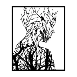 Decoração Metálica Senhora, Preto, 60x1,5x73 cm, EPIKASA