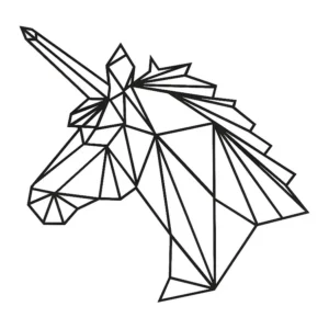 Decoração Metálica Unicórnio, Preto, 53x1,5x50 cm, EPIKASA