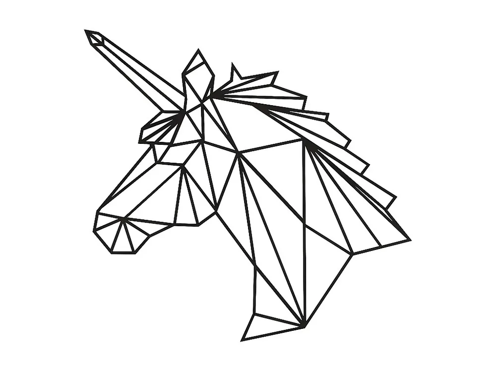 Decoração Metálica Unicórnio, Preto, 53x1,5x50 cm, EPIKASA