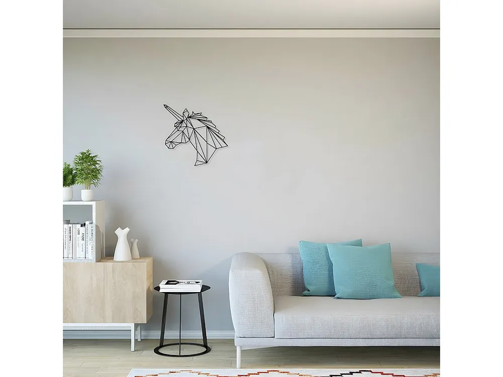 Decoração Metálica Unicórnio, Preto, 53x1,5x50 cm, EPIKASA