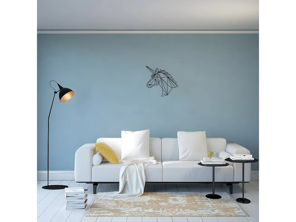Decoração Metálica Unicórnio, Preto, 53x1,5x50 cm, EPIKASA
