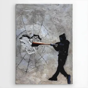 Impressão em Tela Banksy coração bater, Preto, 70x3x100 cm, EPIKASA