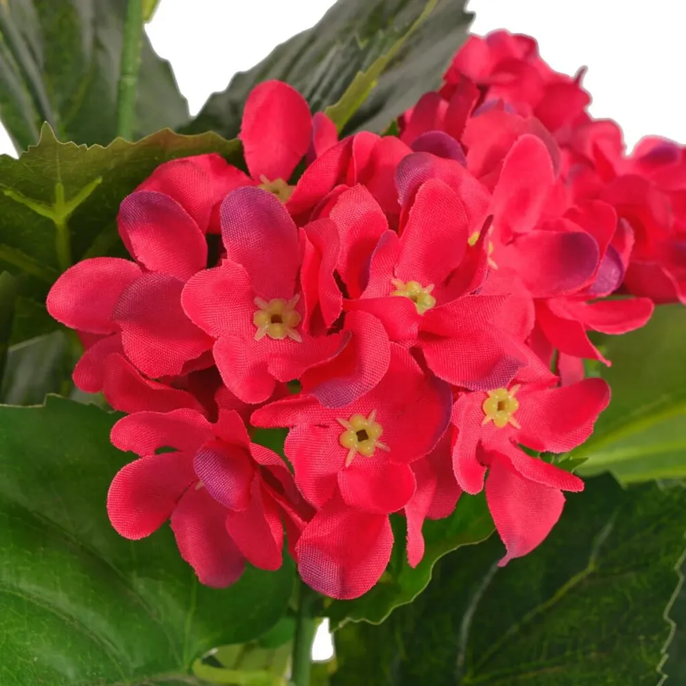 Planta hortênsia artificial com vaso 60 cm vermelha com Caules Flexíveis